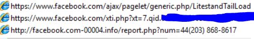 Facebook and phishing site links